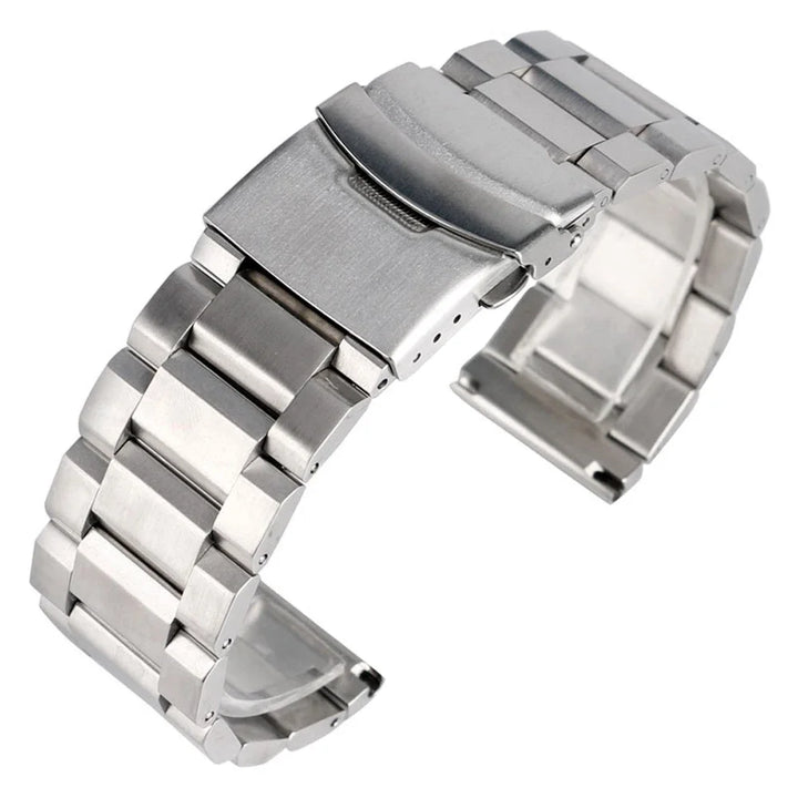 Stainless Steel Metal Watch Strap with Luxury Buckle (18–25mm)