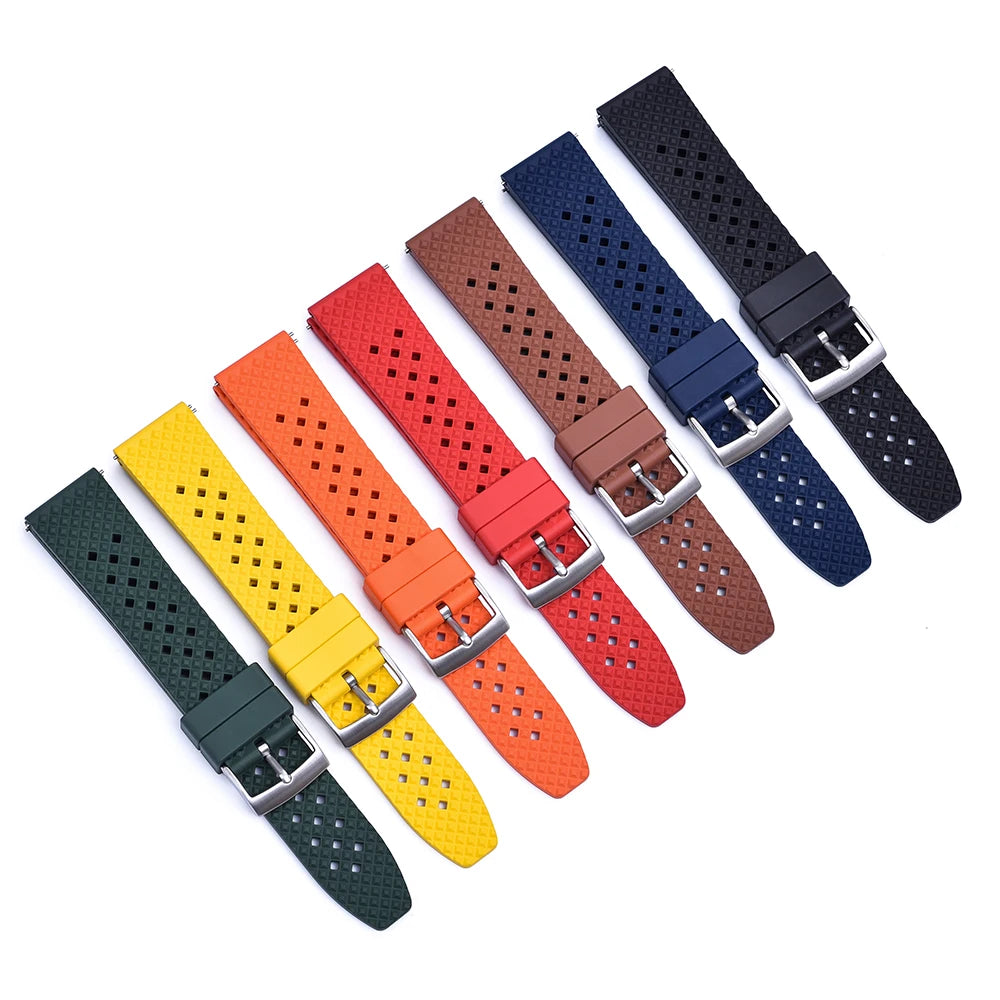 Quick Release FKM Fluorine Rubber Watch Strap – Waterproof 20/22mm
