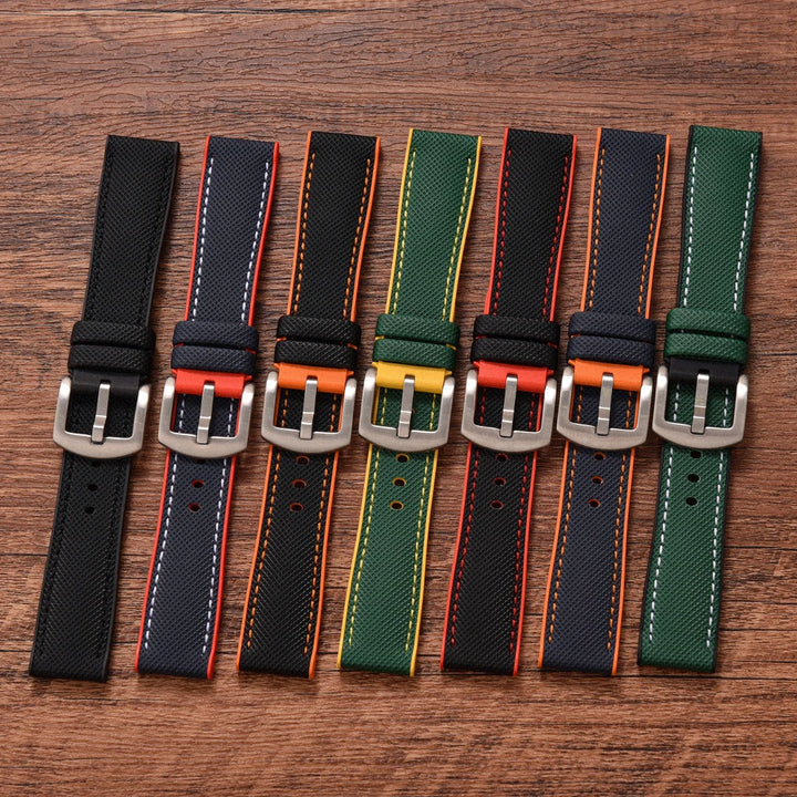 JUELONG Hybrid FKM Rubber Nylon Sailcloth Watch Strap 18mm 20mm 22mm 24mm Quick Release Watchbands For Each Brand Diving Watches