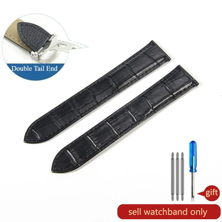 Genuine Leather Cartier Tank Solo Watch Strap 17–25mm (Brown & Black,