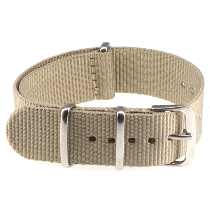 Striped Nylon Watch Strap with Silver Buckle (16-22mm)