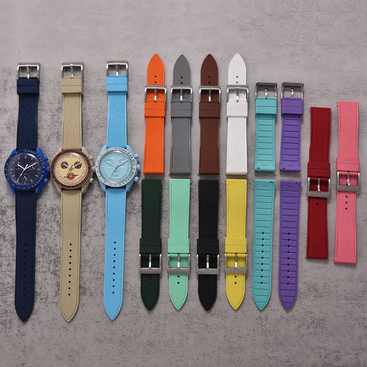 Premium Grade Mosaic FKM Rubber Watch Strap 20mm 22mm Quick Release Watch Bands Diving Waterproof Soft Wristband