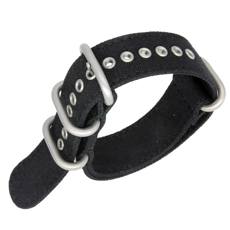 Nylon Canvas Watch Strap with Ring Buckle (18/20/22mm)