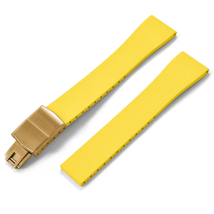 JUELONG CTS FKM Rubber Watch Strap 16–22mm Quick Release with Gold