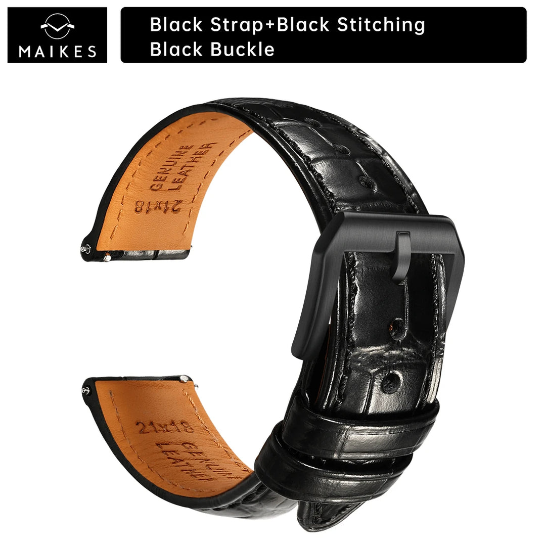 Maikes Top Quality Leather Watch Strap Accessories Butterfly Buckle For Chopard Breitling Omega Patek Philippe Watch Band