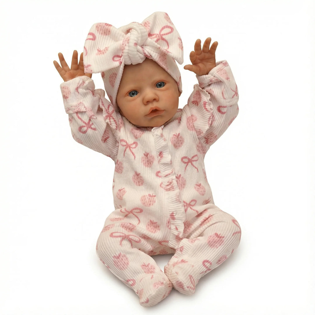 NPK 19inch Primrose Awake Reborn Baby Doll with Painted Hair Lifelike Soft Touch Art Doll Collectible