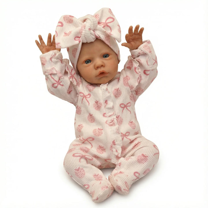NPK 19inch Primrose Awake Reborn Baby Doll with Painted Hair Lifelike Soft Touch Art Doll Collectible