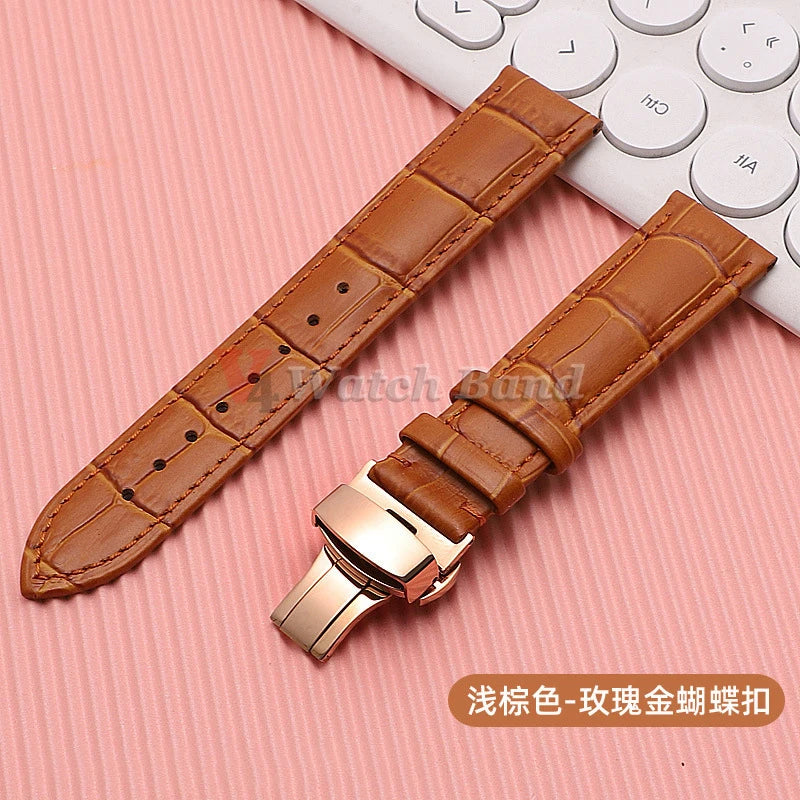 Quick Release Leather Watchband for Omega Business Watch Band for Seiko Butterfly 24mm 22mm 20mm 18mm Buckle Black Brown Strap