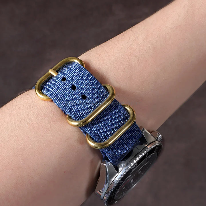 5-Ring Gold Buckle Nylon Watch Band