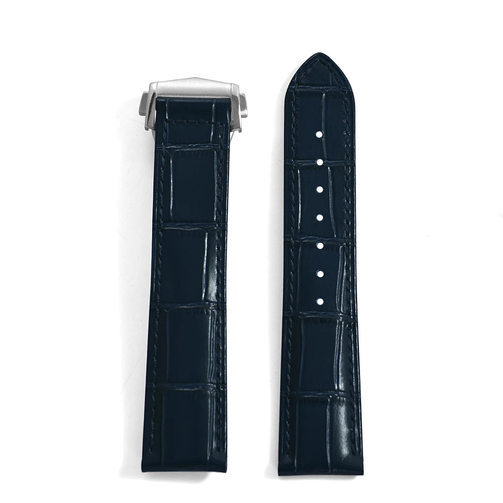 Premium Grade Bamboo Strip Pattern Leather Watch Strap 19mm 20mm 21mm 22mm Perfect Fit Flat End Universal Quick Release Bands