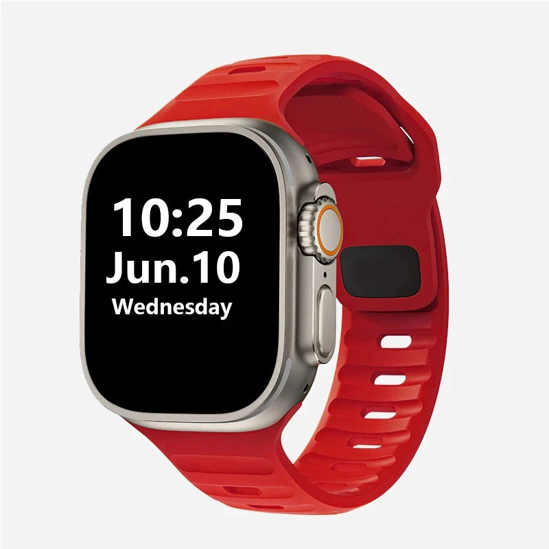 Silicone Apple Watch Band 38–49mm for iWatch Series 3–8 & Ultra