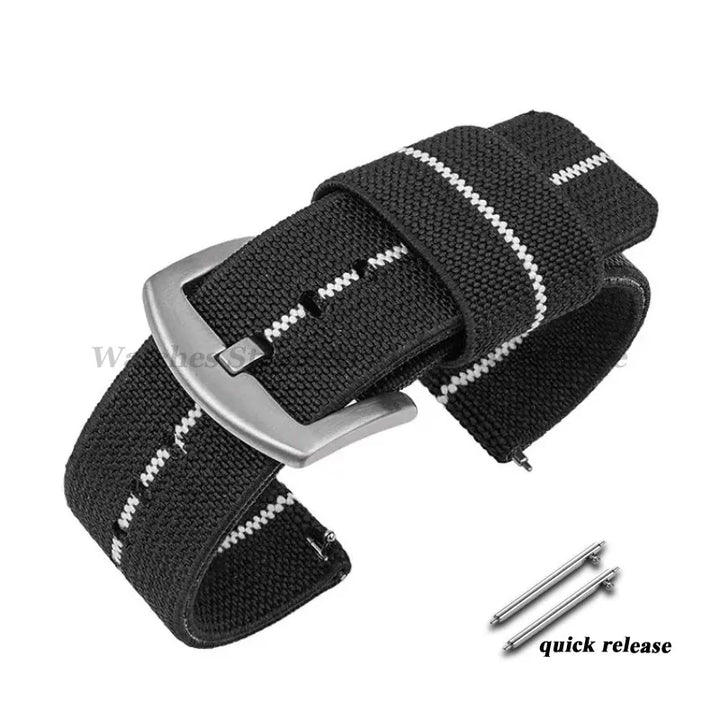 Nylon Watch Band 18mm 20mm 22mm 24mm Woven Elastic Strap for Seiko for Omega Quick Release Wristband Military Men's Sport Bands