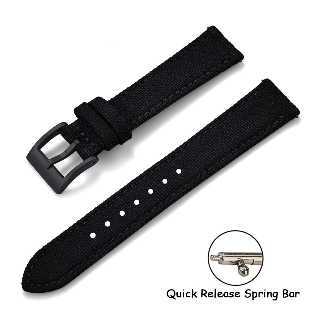 Sailcloth Leather Watch Strap – 18-22mm Quick Release