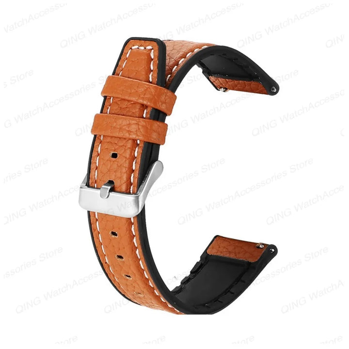 Silicone Leather Quick‑Release Watch Strap – 18/20/22mm, Waterproof for