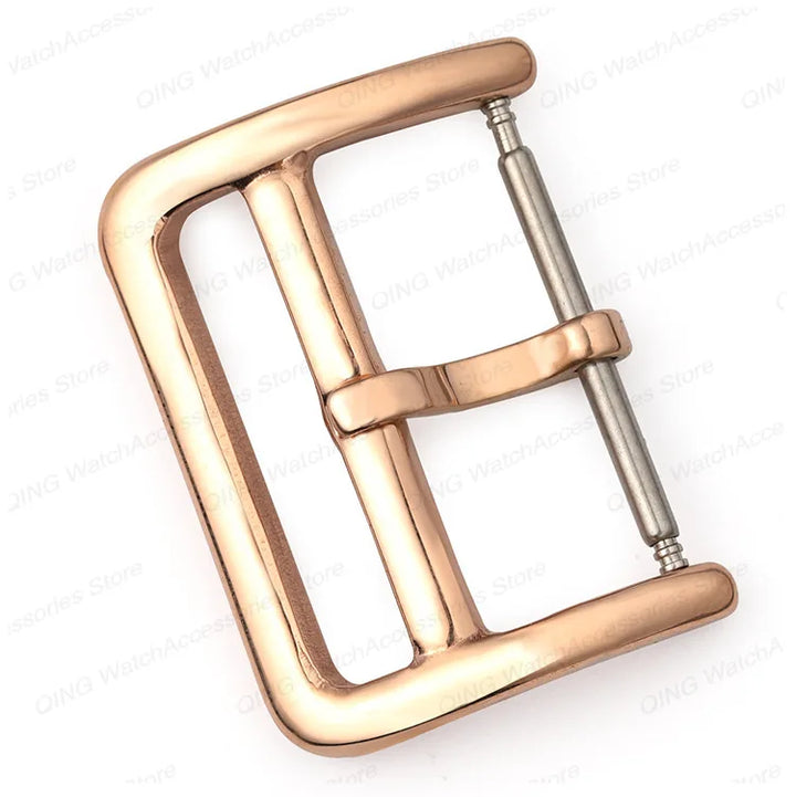 Stainless Steel Metal Watch Buckle 12–22mm (Polished, Silver/Black/Rose Gold)