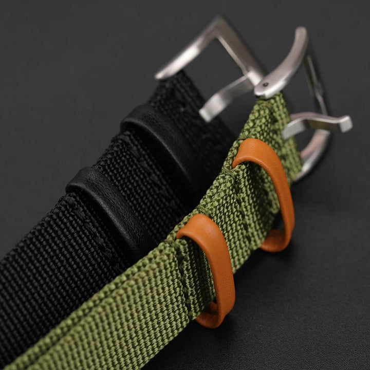 Soft Watch Bracelet for Seiko Replacement 20mm 22mm Canvas Nylon Patch Leather Strap for Rolex Watchband for Omega Wristband
