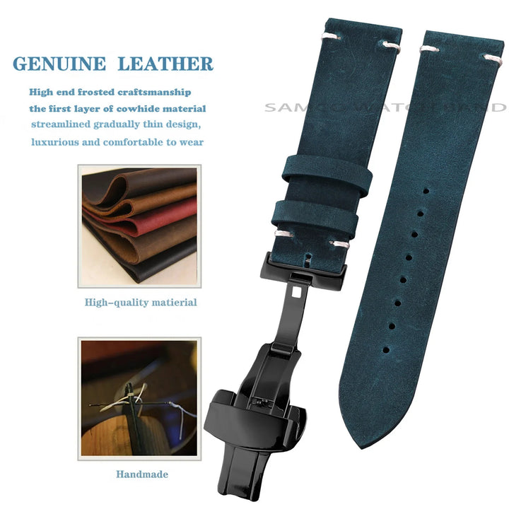 Vintage Top-Grain Leather Watch Strap (18–24mm)
