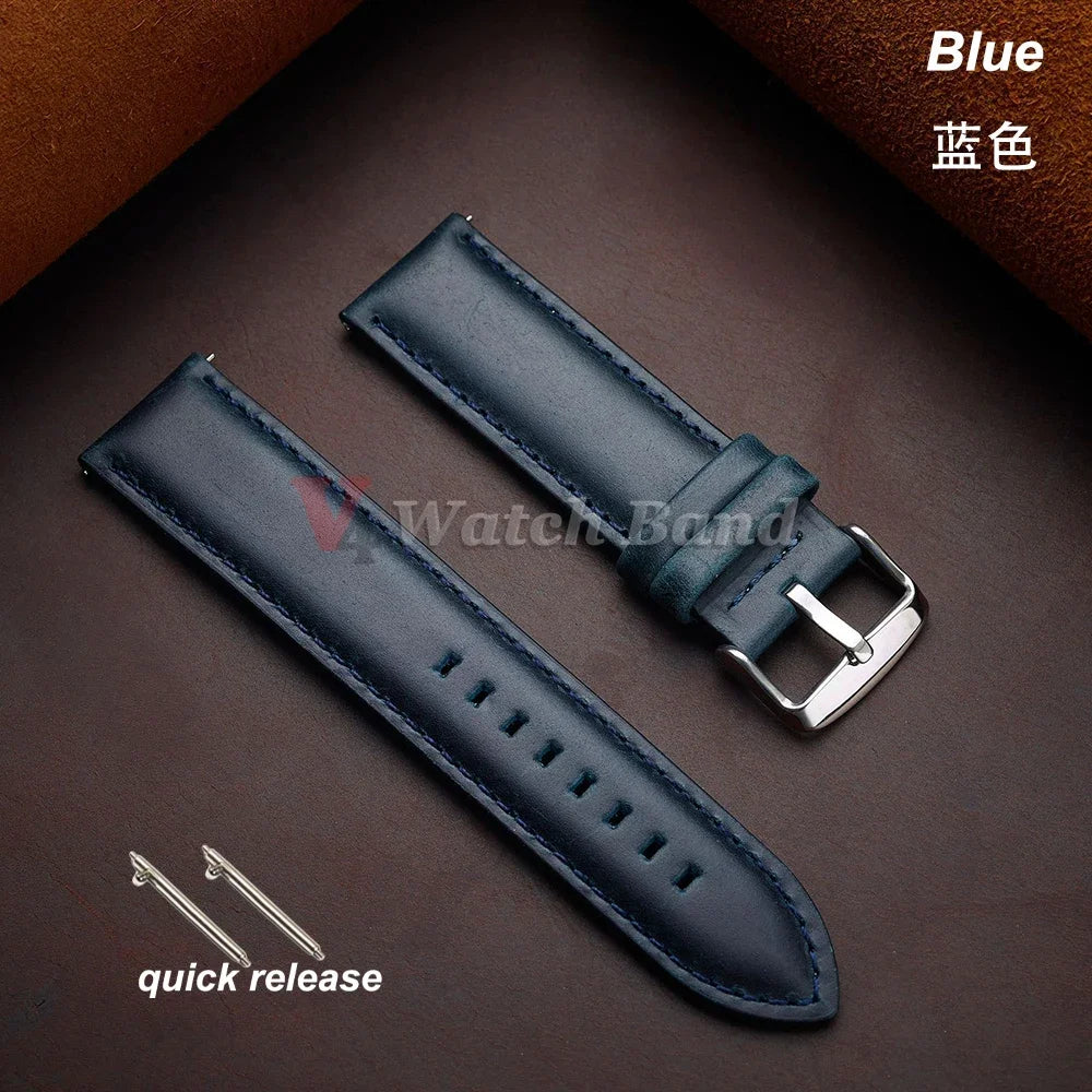 Gold Pin Buckle Brown Cowhide Leather Watch Strap – 18-26mm