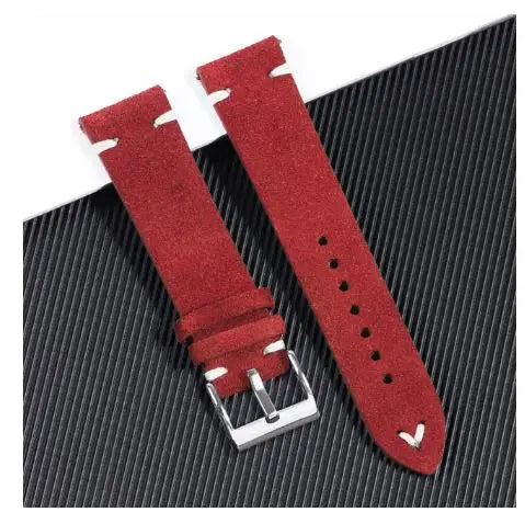 Vintage Suede Leather Watch Strap (Handmade Stitching)