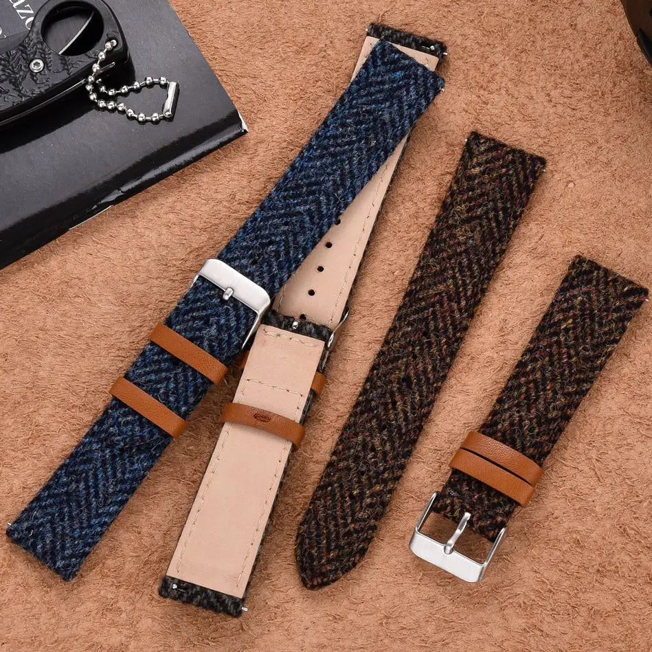 Wool Weave Vintage Leather Quick Release Watch Strap – 18/20/22mm