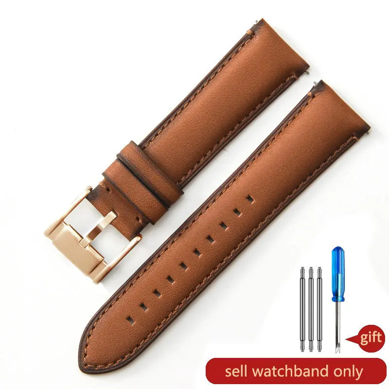 Genuine Leather Watch Strap for Fossil (22/24mm, Dark Blue)