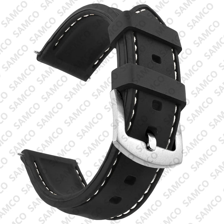 Silicone Rubber Watch Band 18–26mm (Soft & Comfortable Replacement Strap)