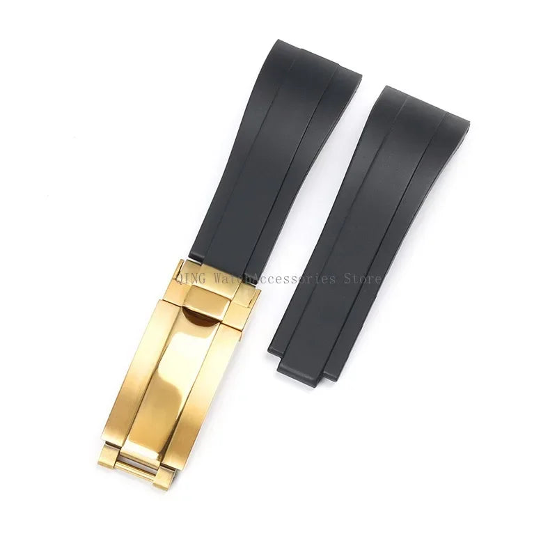 Rubber Silicone Watch Strap for Rolex Oysterflex – 20mm, Folding Buckle