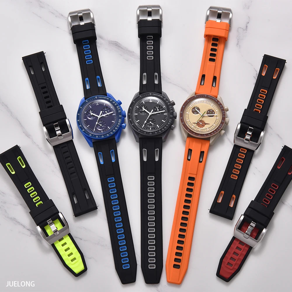 JUELONG Dual Color High-Density Silicone Watch Strap 20/22mm Quick Release