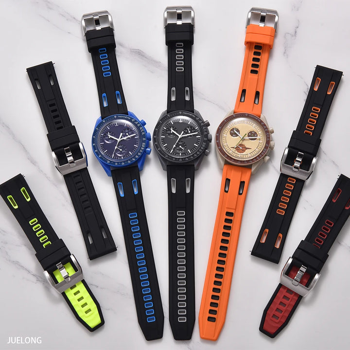 JUELONG Dual Color High-Density Silicone Watch Strap 20/22mm Quick Release