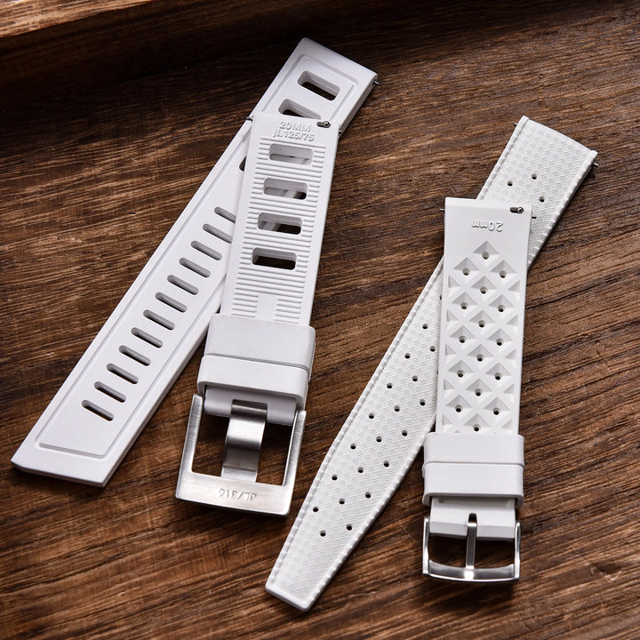 White Tropical Waffle CTS FKM Watch Strap Fast Release 20mm 22mm New Fluororubber Traditional Diving Watch Band