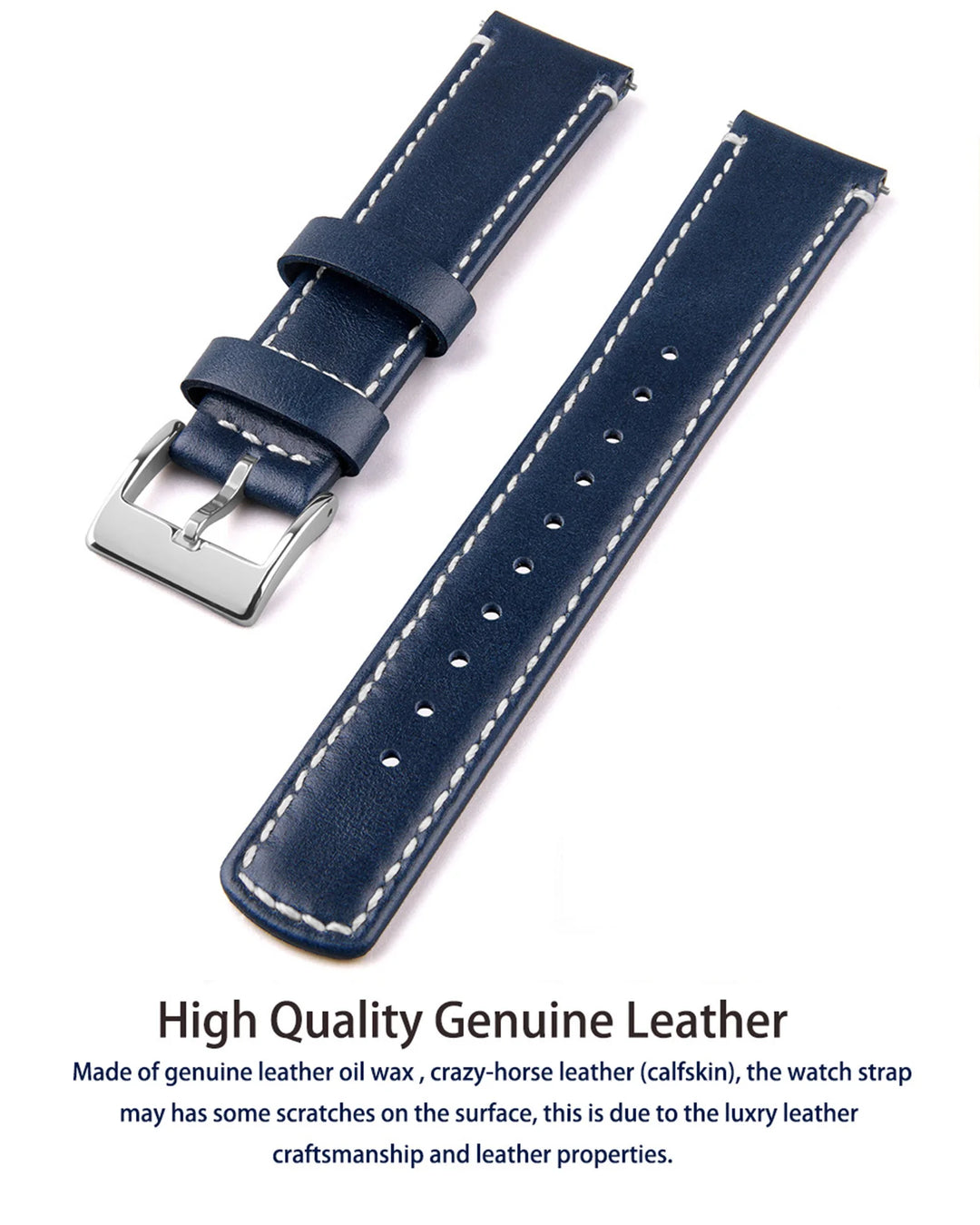 Top Grain Genuine Leather Quick Release Watch Band 20–22mm for Samsung Galaxy Watch