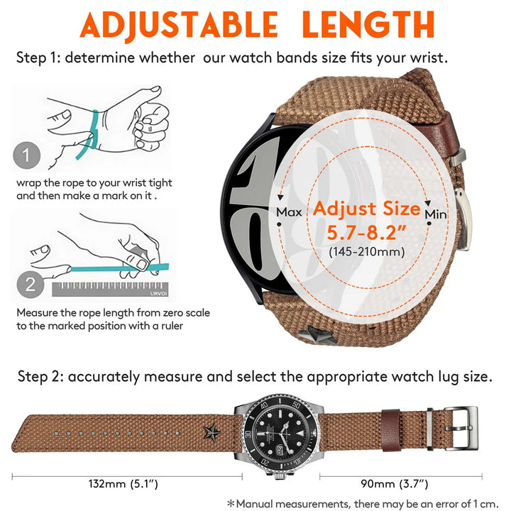 HEMSUT Nylon Quick-Release Watch Strap – 20/22mm Canvas for Men & Women