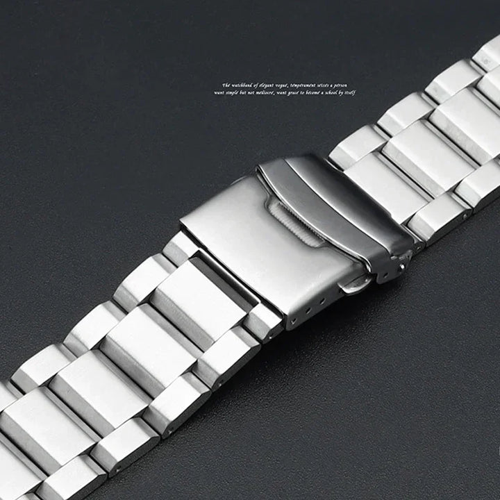 Stainless Steel Metal Watch Strap with Luxury Buckle (18–25mm)