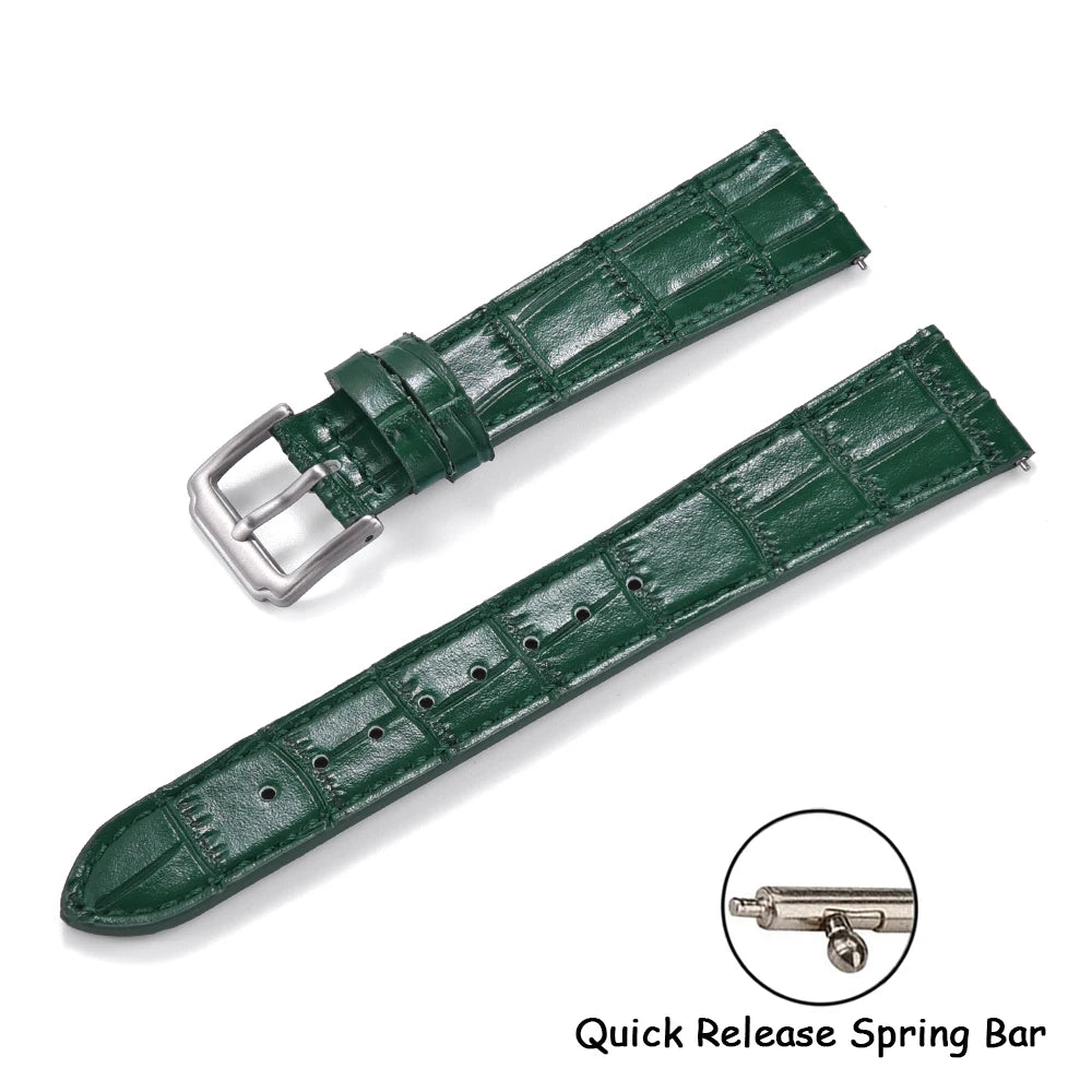 16/18/19/20/21/22mm Slub Pattern Leather Watch Strap Quick Release Leather Watch Band Women Men for Omega Seiko Cartier Bracelet