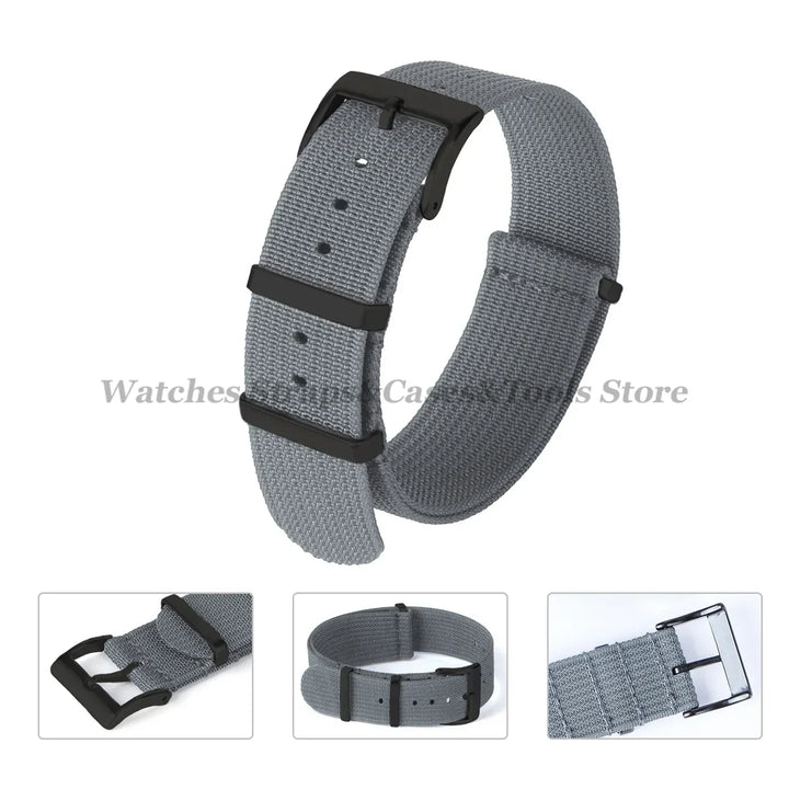 Ribbed Nylon Watch Strap 20/22mm (Military Style)