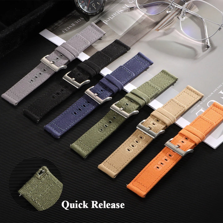 18mm 20mm 22mm Nylon Quick Release Watch Band Replacement Canvas Fabric Sport Strap for Seiko for Omega for Military Style Bands