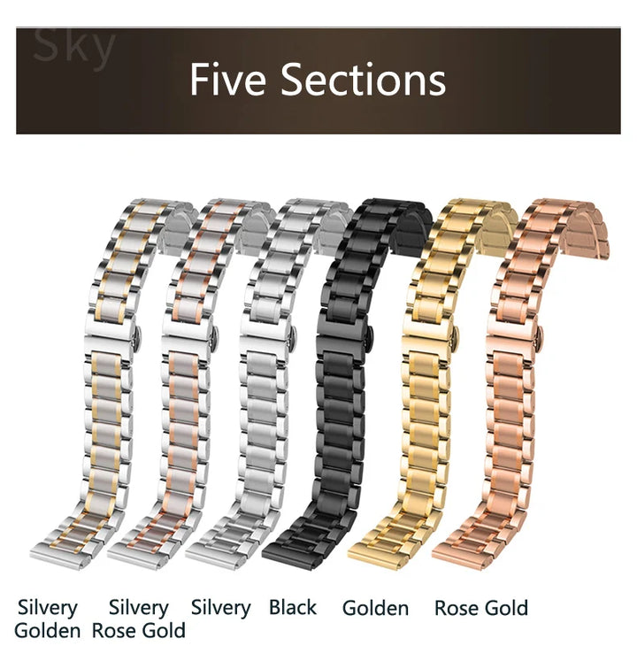Stainless Steel Watch Strap for Tissot – 14–20mm, Silver & Rose Gold