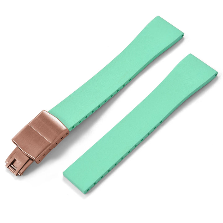 JUELONG CTS FKM Rubber Watch Strap 16–22mm Quick Release with Rose Gold Butterfly Buckle