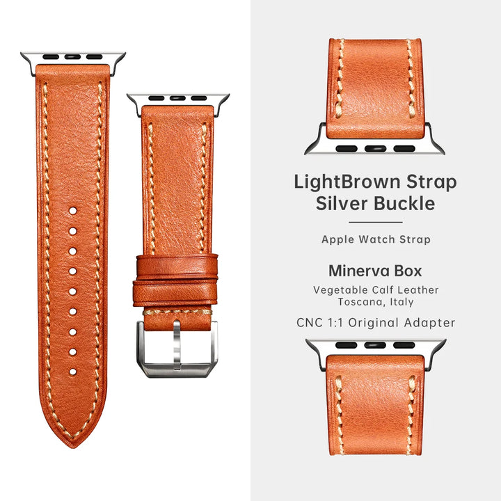 2023New Apple Watch Strap Ultra 2 49mm Series 9 8 7 6 SE 45mm 44mm 41mm 40mm Vegetable Calf Leather Bands For Apple Watch