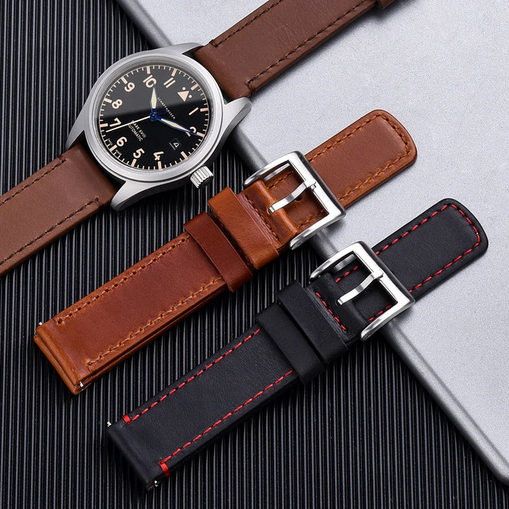 NATOBELT High Quality Leather Watch Strap 20mm 22mm Quick Release Leather Watch Band Strap Replacement Belt For Men Women
