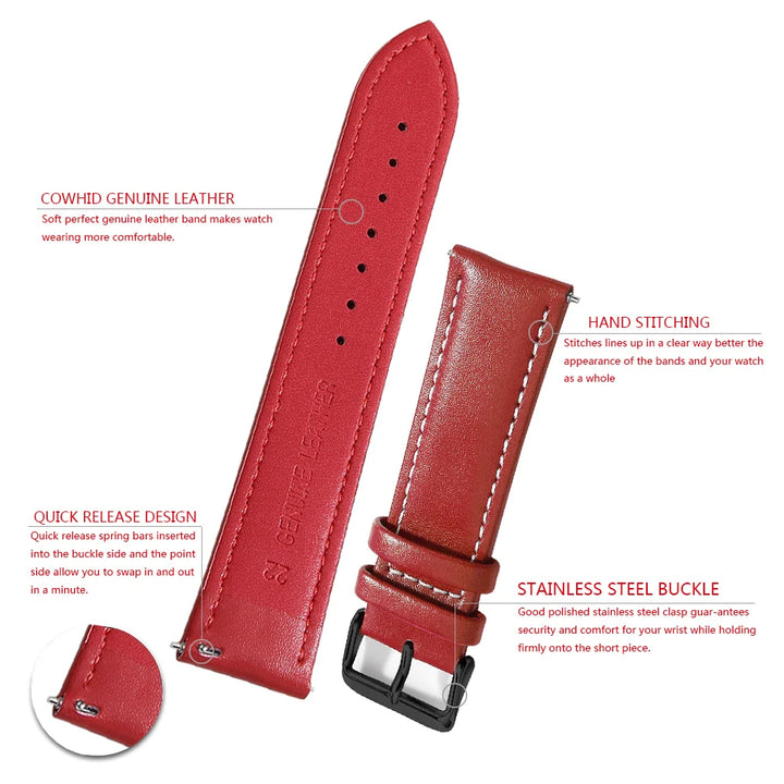 Top Grain Leather Watch Band 12–24mm (Quick Release)