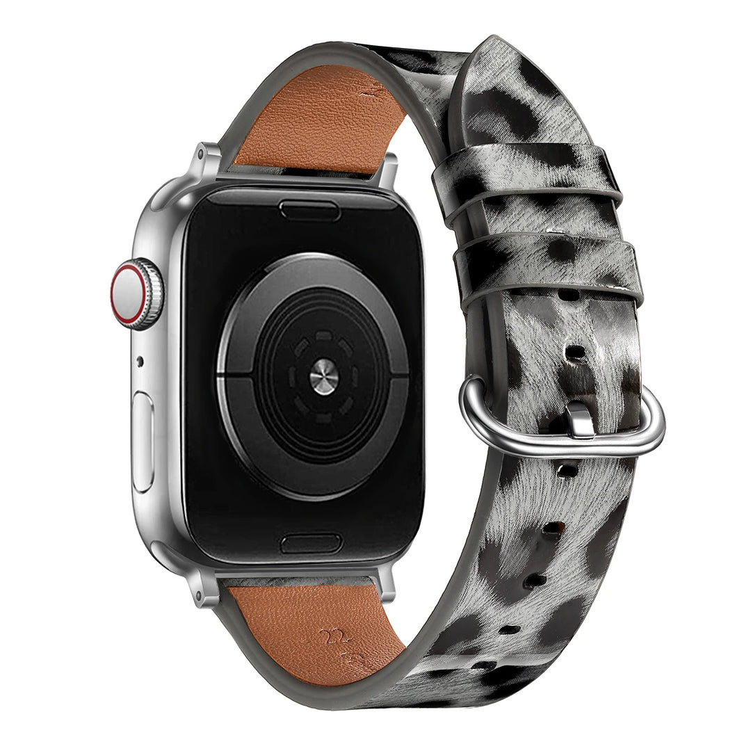 Leopard Leather Apple Watch Band for Women 38–49mm