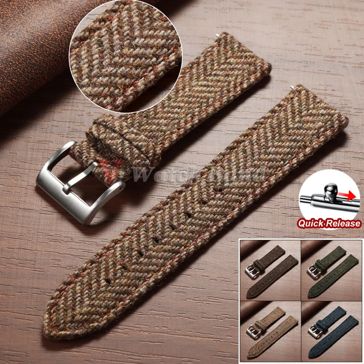 Vintage Cowhide Nylon Watch Strap 18/20/22mm