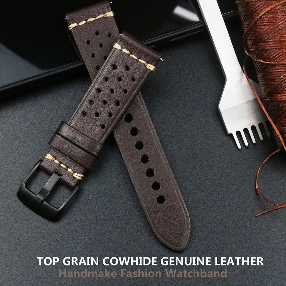 Fashion Quick Release Top Grain Leather Watch Band 20mm 22mm