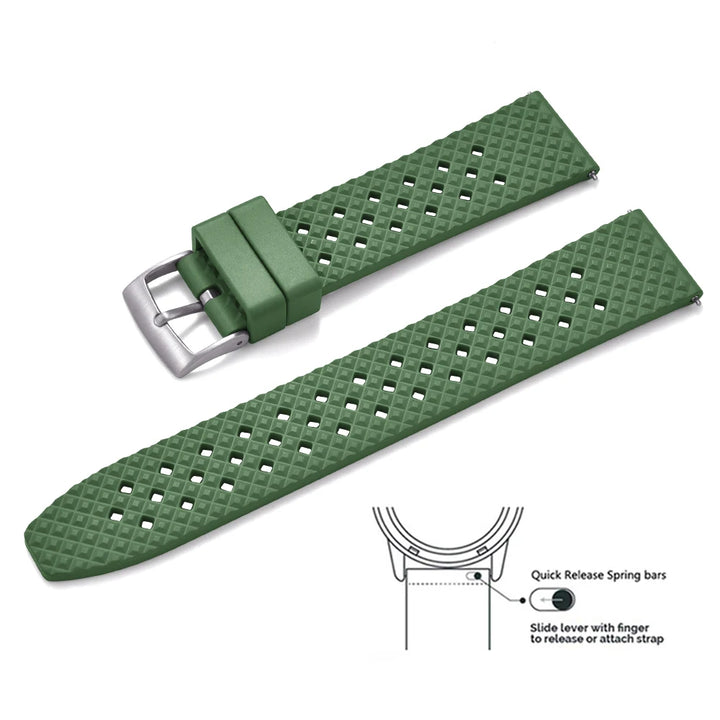 New Designed Honeycomb Fluorine FKM Rubber Strap 20mm 22mm Quick Release Watchbands For SRP777J1 Watch Replacement Wristband