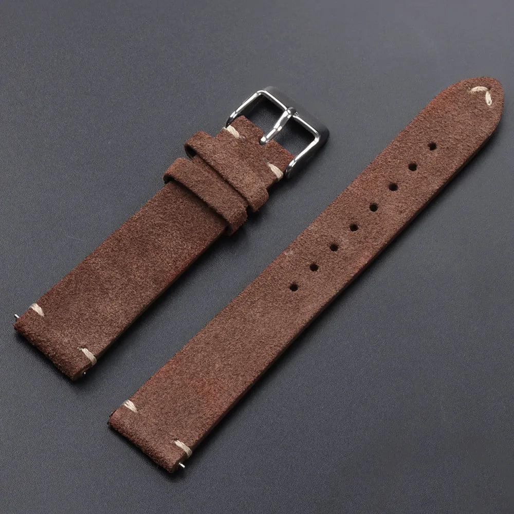 Quick Release Soft Suede Leather Watch Strap (14–22mm)