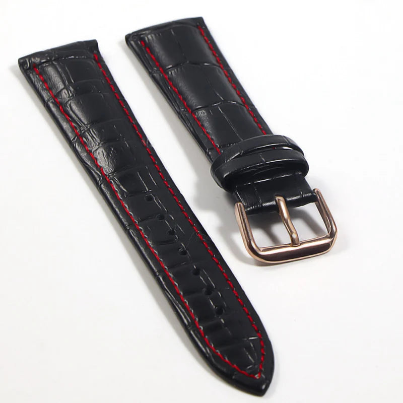 Genuine Leather Watch Strap with Steel Pin Buckle (12-24mm)