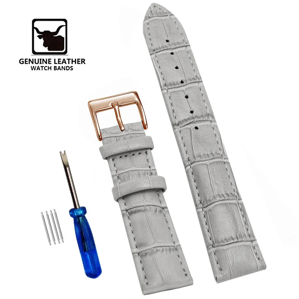 Premium Genuine Leather Watch Strap – 12–24mm with Tool