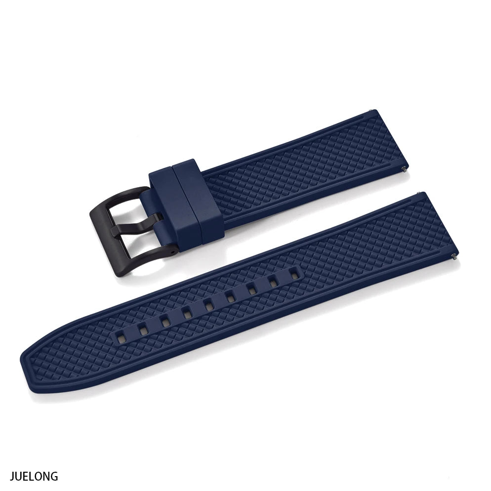 HAISCH Bullet-Shaped FKM Rubber Watch Strap – 18-24mm, Quick Release, Waterproof