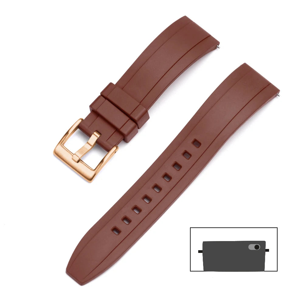 Universal FKM Rubber Watch Strap – 20–24mm Waterproof Sport Band for Rolex, Omega, Armani & Seiko